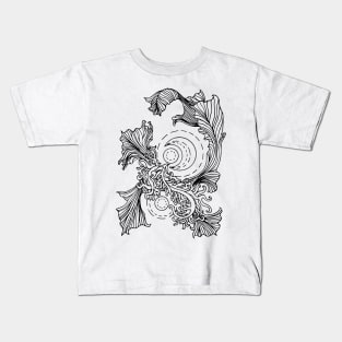 Geometric Moons in Curls Kids T-Shirt